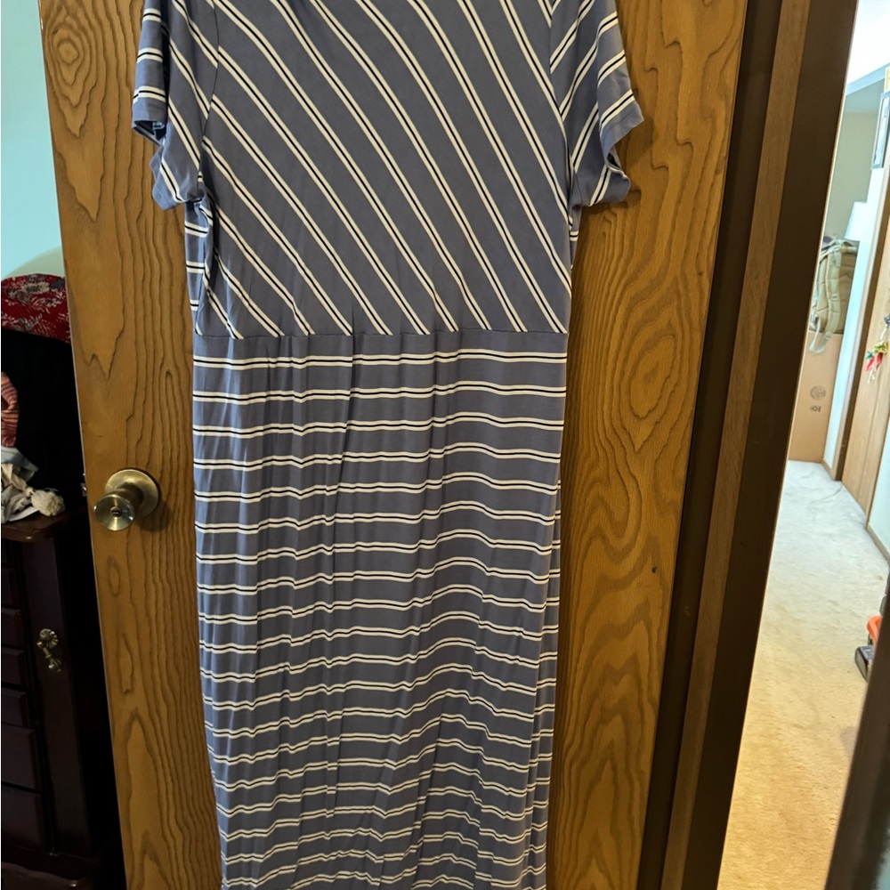 J. Jill Lavender and Cream Striped Top